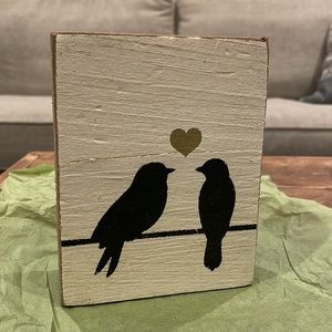 Brand New Rustic Marlin Love Birds Block Sign